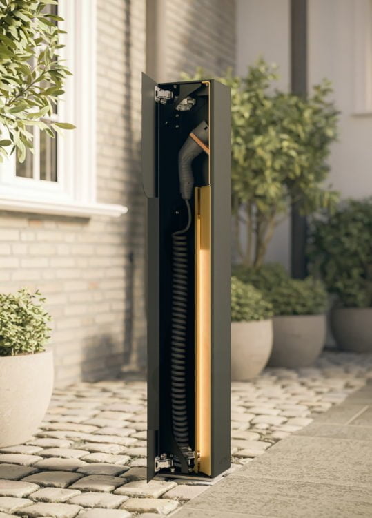 Veton ONE design EV charging station with integrated cable